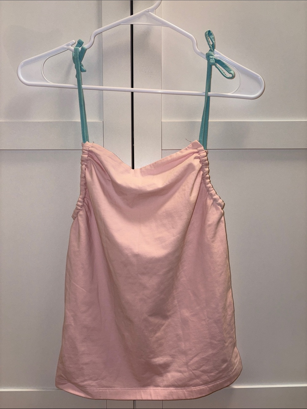 Tiger Mist - Pink Tank Top with Mint Tie Straps